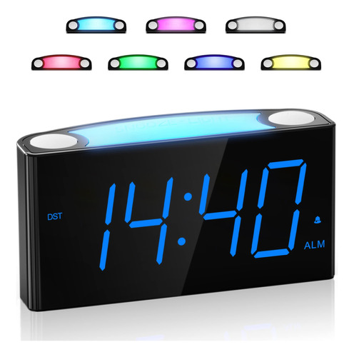 Reloj Despertador Digital Para Dormitorio Luz Nocturna De 7