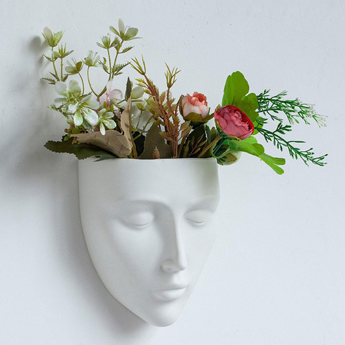 Jarra De Pared Con Cabeza Decorativa Facial.