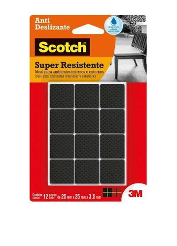 Protetor Anti Deslizante Scotch Quadrado M Preto 25x25x3,5mm