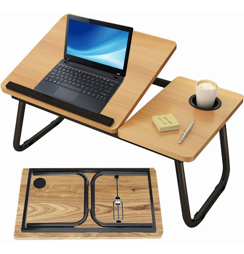 Mesa Cama Portátil Plegable Para Laptop Soporte Altura Ajust Color Nuez