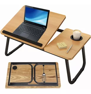 Mesa Cama Portátil Plegable Para Laptop Soporte Altura Ajust Color Nuez