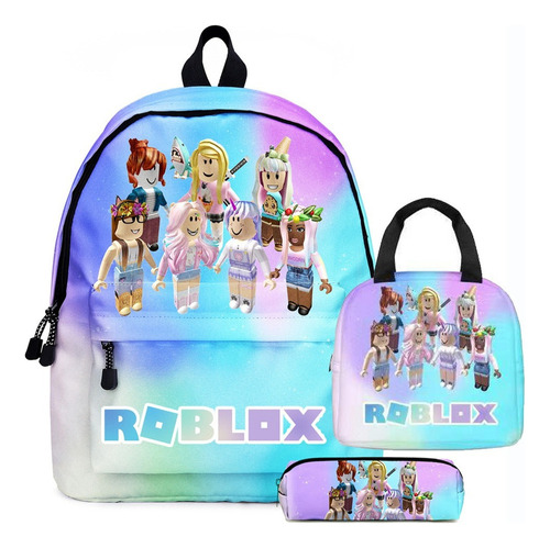 Roblox Mochila De 3 Piezas+bolsa For Bolígrafos+caja De Almu