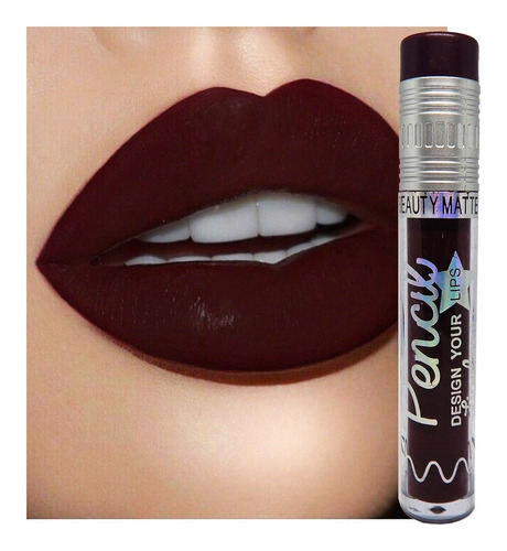 Labial Liquido Mate  Terciopelo  Color  Bordo  Ultra  Oscuro