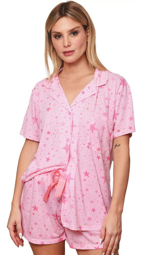 Pijama Mujer Estrellas Camisa Manga Corta Abotonada - Jaia 