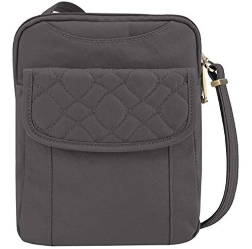 Travelon Anti-theft Signature Quilted Slim Pouch, Smoke