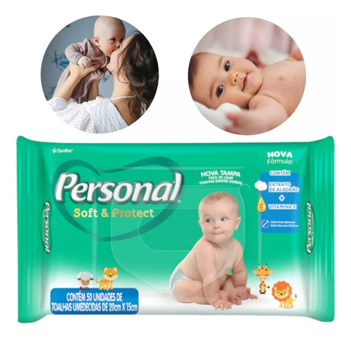 Lenço Umedecido Recém-nascido Personal Soft Protect Com 100u