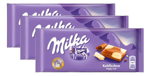 Kit 03 Chocolate Milka Happy Cows Ao Leite E Branco - 100g