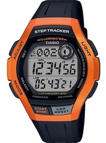 Relógio masculino Casio Digital Step Tracker, pulseira eletrônica original, cor preta