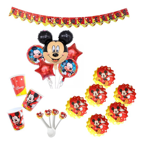 Kit Fiesta Mickey Mouse Para 12 Niños Decoracion 