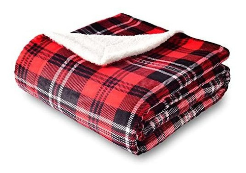 Sochow Sherpa Plaid Fleece Lanzamiento De Manta, 4c5pt