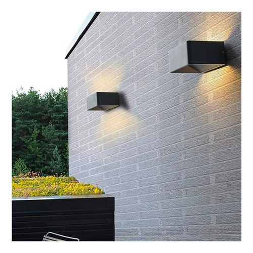 Apliqué Led Minimalista Rectangular 2*5w Luz Cálida Negro