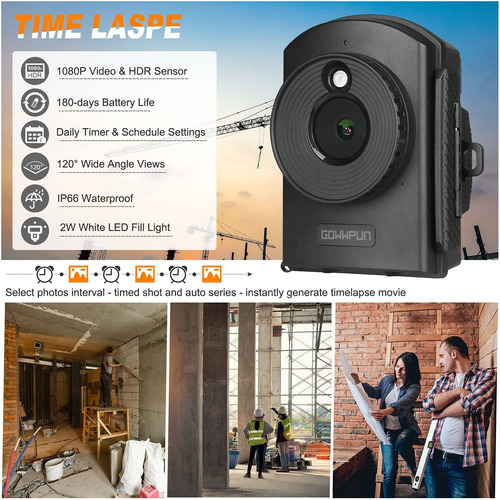 Go Pun Camara Lapso Tiempo Seguridad Para Exterior Casa