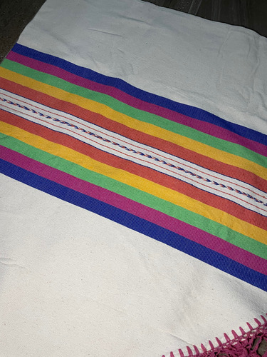 Mantel Artesanal Oaxaqueño Redondo 1.80m Multicolor