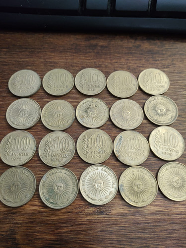 Lote Monedas 10pesos Argentinos 1976-78 (20u) + 1 Com. Brown