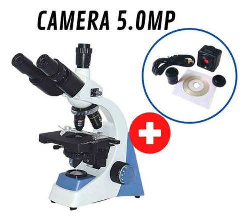 Microscópio Trinocular Ótica Finita 1000x + Câmera 5mp Usb