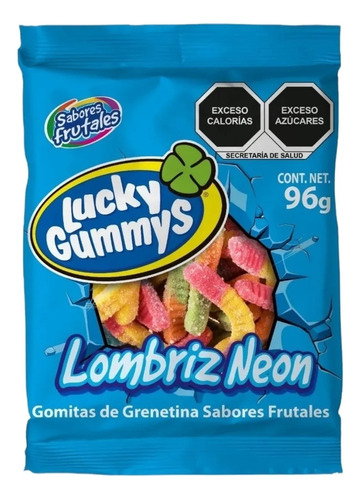 Gomita Lucky Gummys Lombriz Neon 12/96g