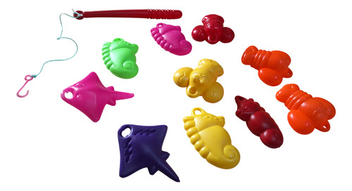 Juego De Pesca Carnaval 10 Animales Marinos Y Caña Pescar