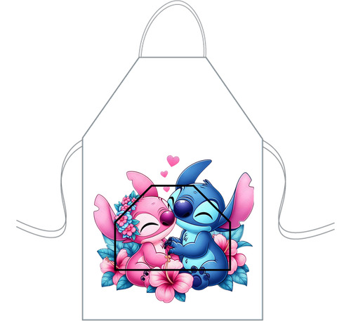 Delantal Cocina Mediano Para Niños Mini Chef Personalizado Stich Y Angel Personalizado