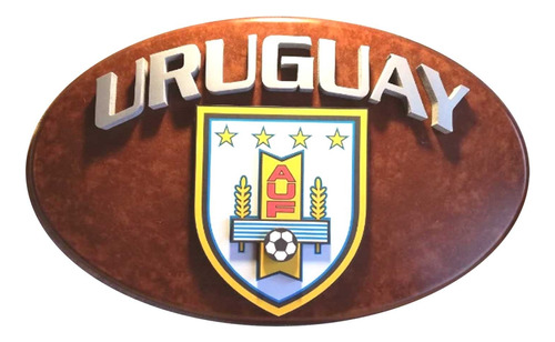 Uruguay Futbol,  Escudo Cartel De Madera  48x30cm !!