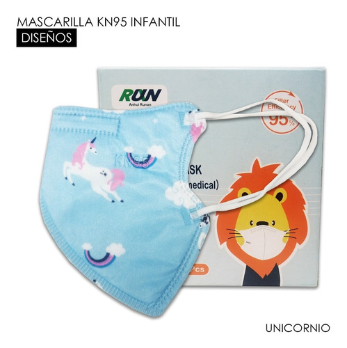 Mascarilla Kn95 Infantil / 10 Unidades / Diseño Unicornio