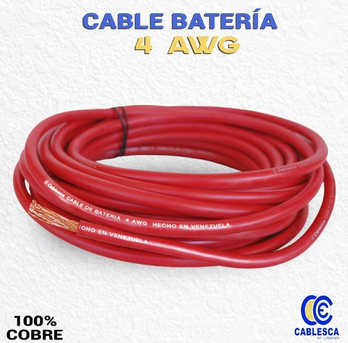 Cable Automotriz Para Batería #4 Rojo Y Negro 