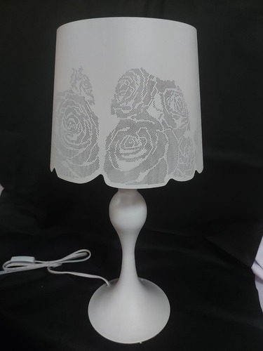 Imagen 9 de 10 de Lámpara De Buro Mesa Blanca Con Flores Le551