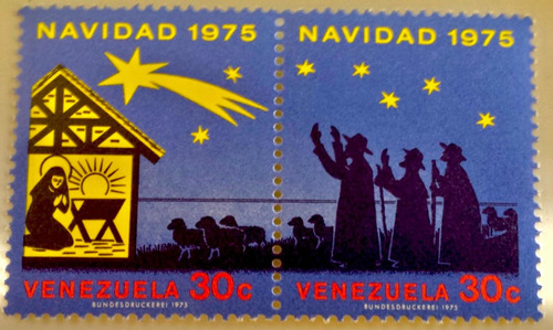Imagen 1 de 1 de Pack Doble Estampilla Venezuela Navidad 1975