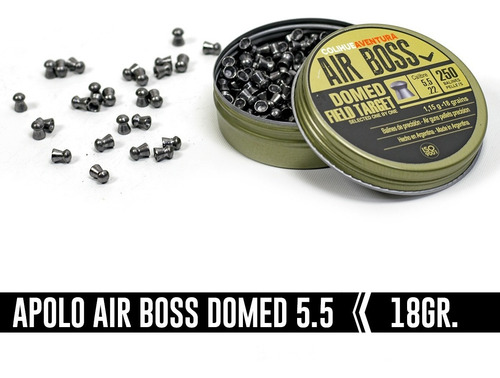 Imagen 3 de 4 de Balines Apolo Airboss Domed Field Target // Cal 5,5mm - 18gr