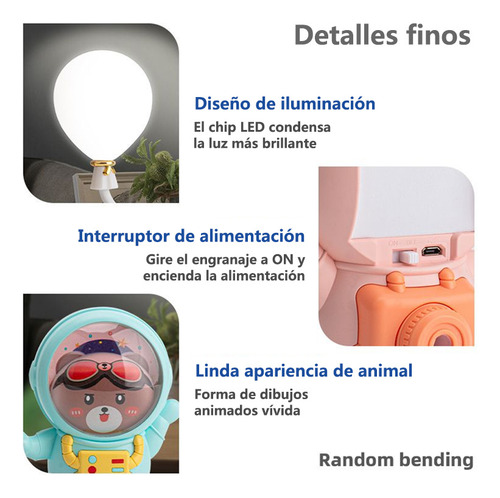 Lámpara De Noche Con Sacapuntas: Oso Con Globos,alta Calidad Oso Espacial Rosa