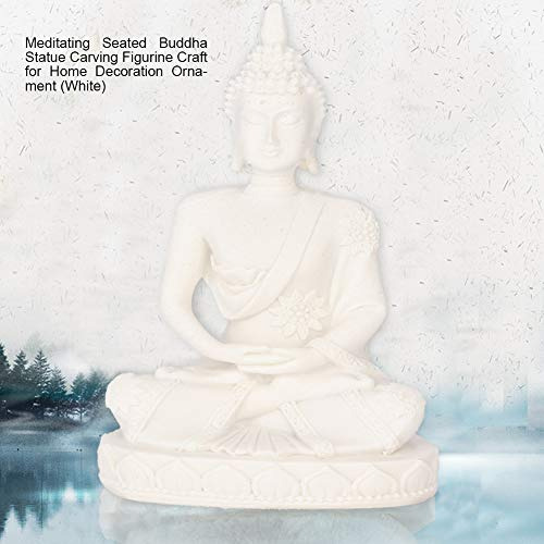 Estatua De Buda Meditación Tallado Decoración Hogar Blanco