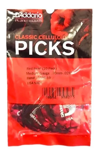 Daddario 1crp4-10 Paquete De 10 Plumillas Rojo Perla