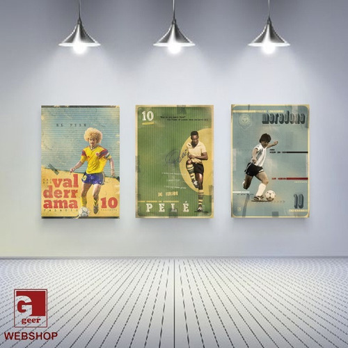 3 Cuadros Chapas Vintage Mdf - Los 10 Del Futbol Leyendas