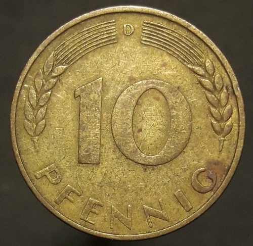 Moneda Alemania 10 Pfennig 1949 D