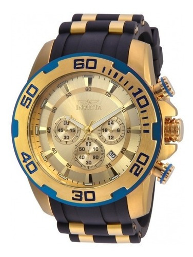 Relógio Invicta Pro Diver 22345 Calendário Cronógrafo Cor da correia Preto Cor do bisel Dourado Cor do fundo Dourado