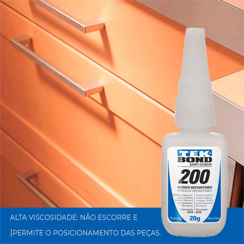 Cola Adesivo Instantâneo Tek Bond 200 Multiuso 20g - 6 Und