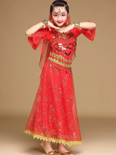 2024 Set De Disfraz De Danza India For Niños Sari Bollywood