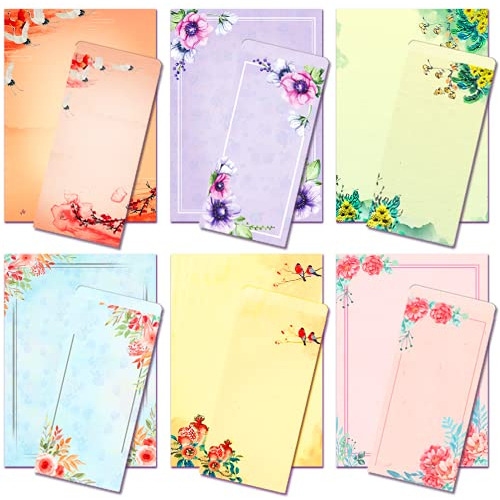 Papel De Cartas Vintage Floral A4 48 Piezas Y Sobres Au...