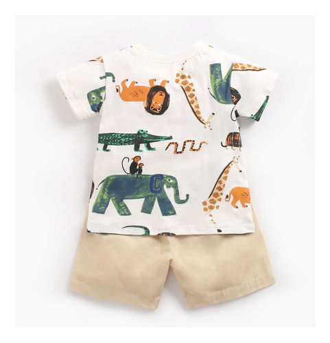 Conjunto Para Niño Short Y Playera Diseño De Animales Niños Ocre 5-6 Años