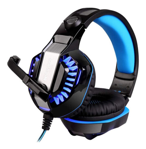 Imagen 2 de 5 de Auriculares Gamer Newvision Nw2000 Pro Negro Y Azul