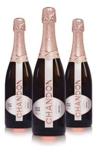 Espumante Chandon Brut Rosé 750ml Kit Com 03 Unidadeschandon 750 Ml Pacote X 03 U