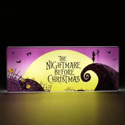Nightmare Before Christmas Logo Jack Lampara Led Paladone Estructura Negro Pantalla Violeta