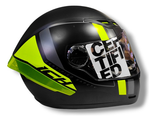 Casco Ich Integral Route Negro Amarilo Neon Mate Talla Xl