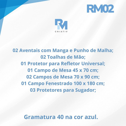 Kit Cirúrgico Odonto Estéril 40g Azul Tnt C/10 Anvisa Rm 02