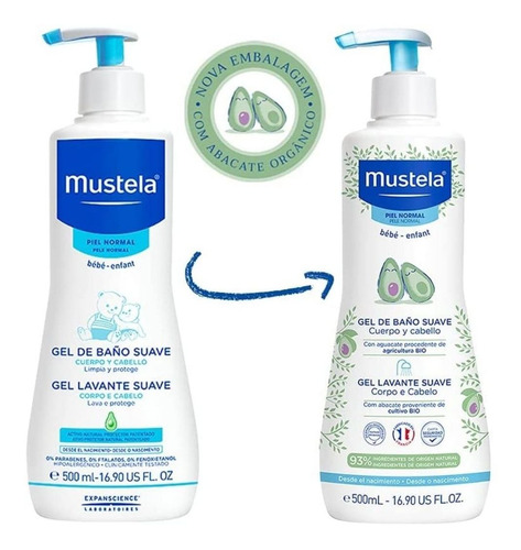 Mustela Gel Lavante Suave Com Abacate Orgânico Bebê 500 Ml