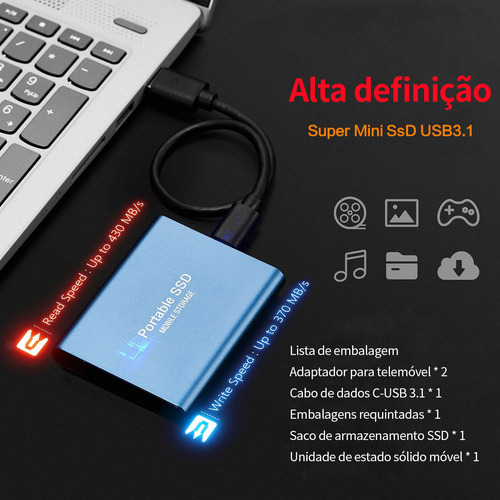 Disco Rígido Externo Barato U Hd 127tb Para Laptop E Celular Jiexuntong Expansion Novo Ouro