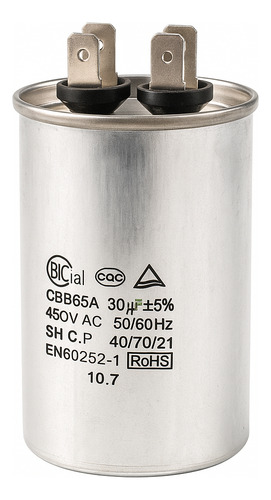 Capacitor EletrolĂtico 30 Uf 450v Cbb65a Bicai 50/60hz