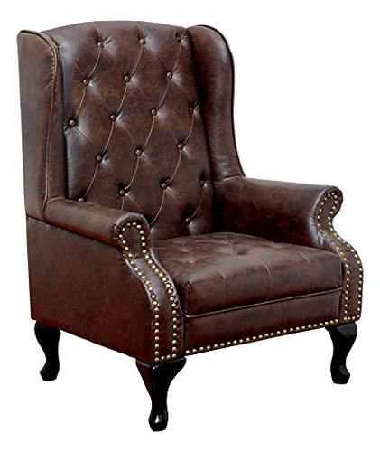 Furniture Of America Elma Tradicional Cuero Silla Wingback