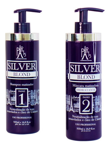 Imagem 1 de 2 de Kit Silver Blond Shampoo + Máscara Matizadora - Paris
