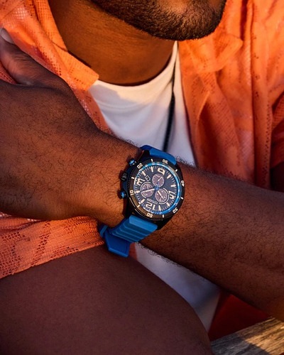 Citizen Brycen Black Dial Silicone Blue At2586-05e Dcmstore Correa Azul Bisel Negro Fondo Negro