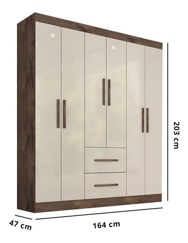 Imagem 3 de 5 de Guarda Roupa Casal Toronto 6 Portas E 2 Gavetas Chocolate/
